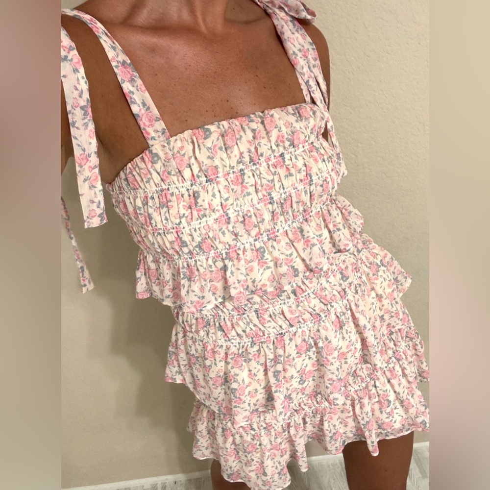 Tularosa Tiered Floral Mini Dress, size XS